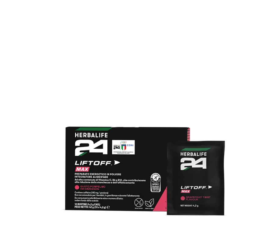 H24 LiftOff Max Herbalife - Energizante Deportivo 10 Sobres | Sabor Pomelo