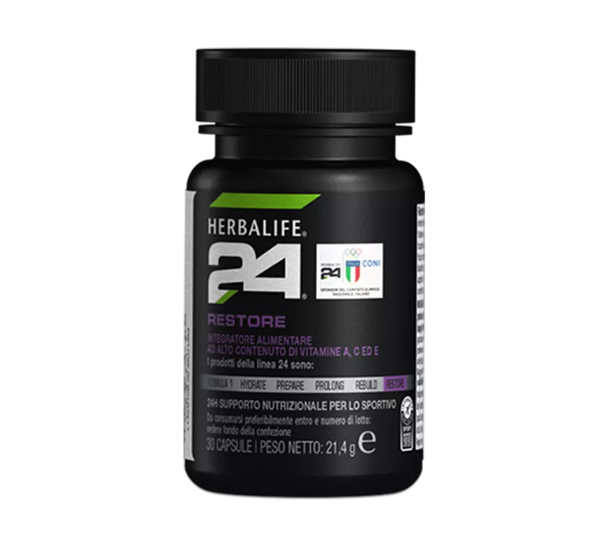 H24 Restore Herbalife - Recuperación Nocturna Deportiva 30 Cápsulas | Vitamina C y LactiumE