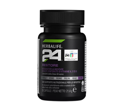 H24 Restore Herbalife - Recuperación Nocturna Deportiva 30 Cápsulas | Vitamina C y LactiumE