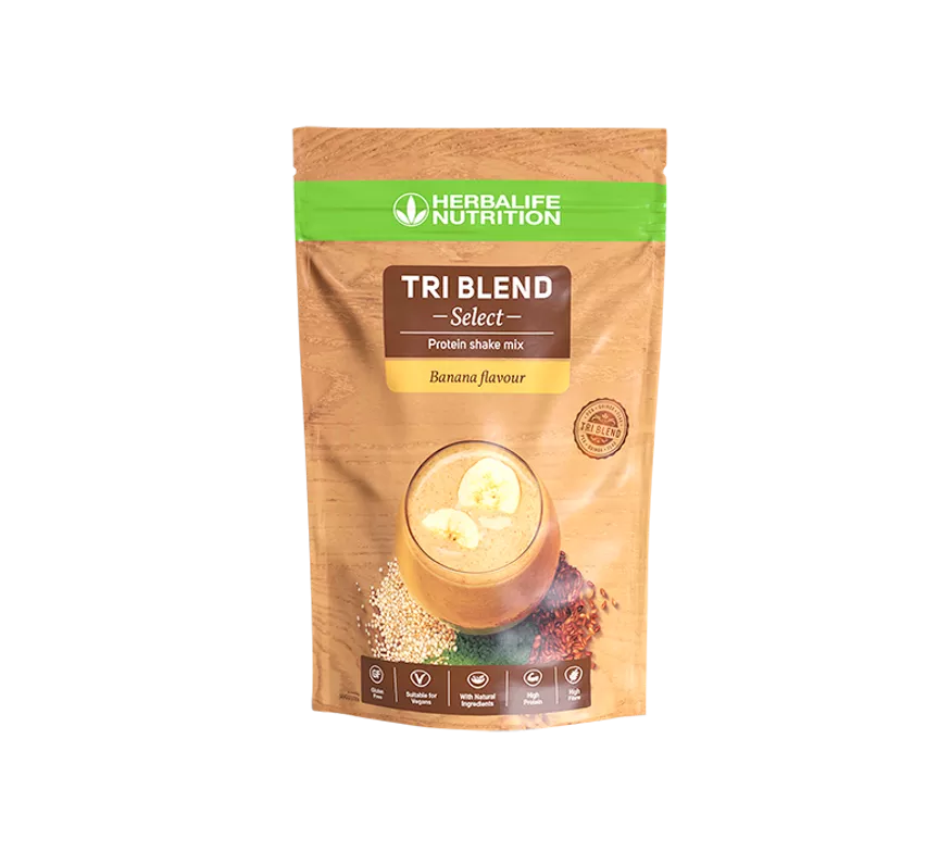 Tri Blend Select Herbalife - Batido de Proteínas Vegano Plátano 600 g | Guisantes, Quinoa y Lino