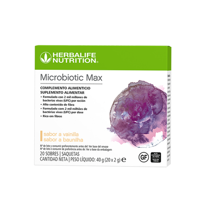 Microbiotic Max Herbalife – Probióticos y Prebióticos 20 Sobres | Sabor Vainilla